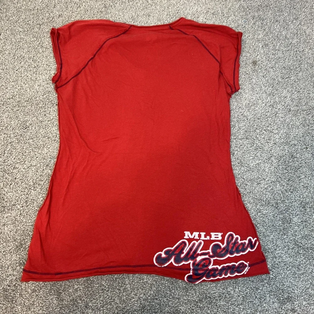 MLB All-Star Game Shirt Womens Large Red‎ 2010 Baseball Nike V Neck Anaheim
